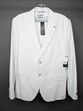 Le Chateau White Two-Button Suit, Blazer, Vest And Two Pants 36 & 33